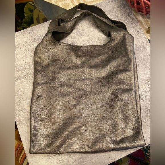 Authentic Alexander Wang Metallic Silver Leather Slouchy Sling Tote Bag - Picture 5 of 11
